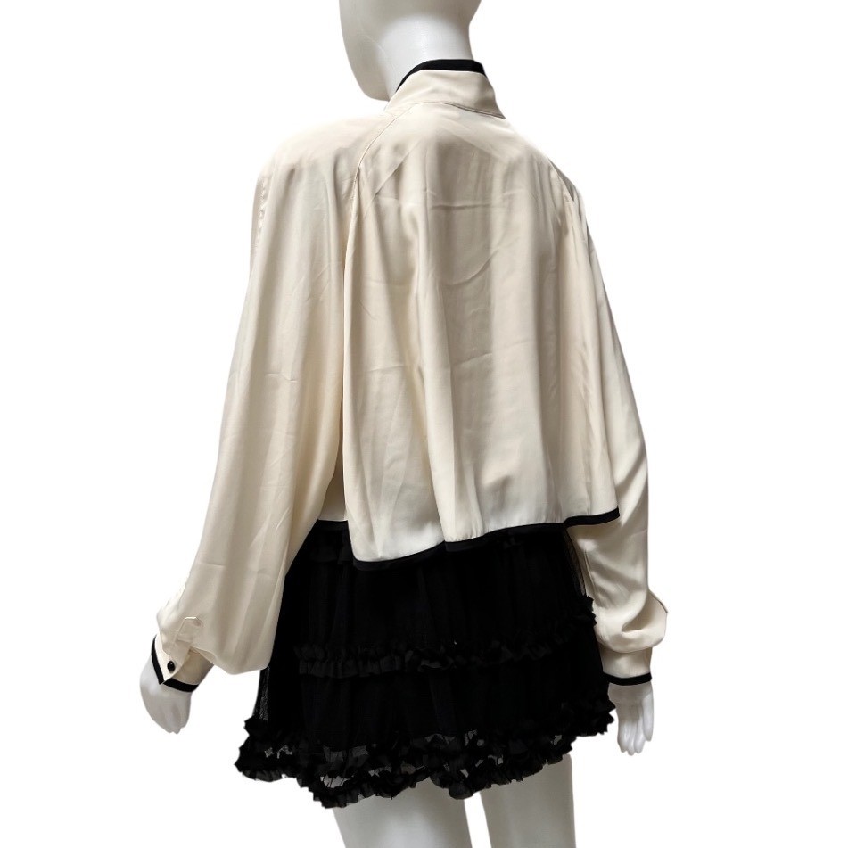 VTG 80s Regina Porter Secretary Blouse Capelet Sz Large Office Siren Hong Kong