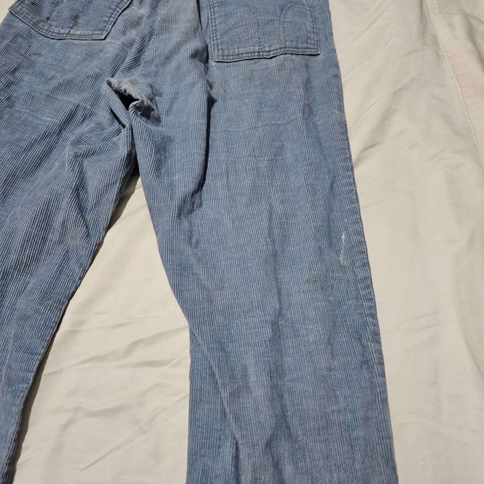 Vintage 1970s Dickies Curduroy Blue Work Pants Size Waist 26 By 29 Inches