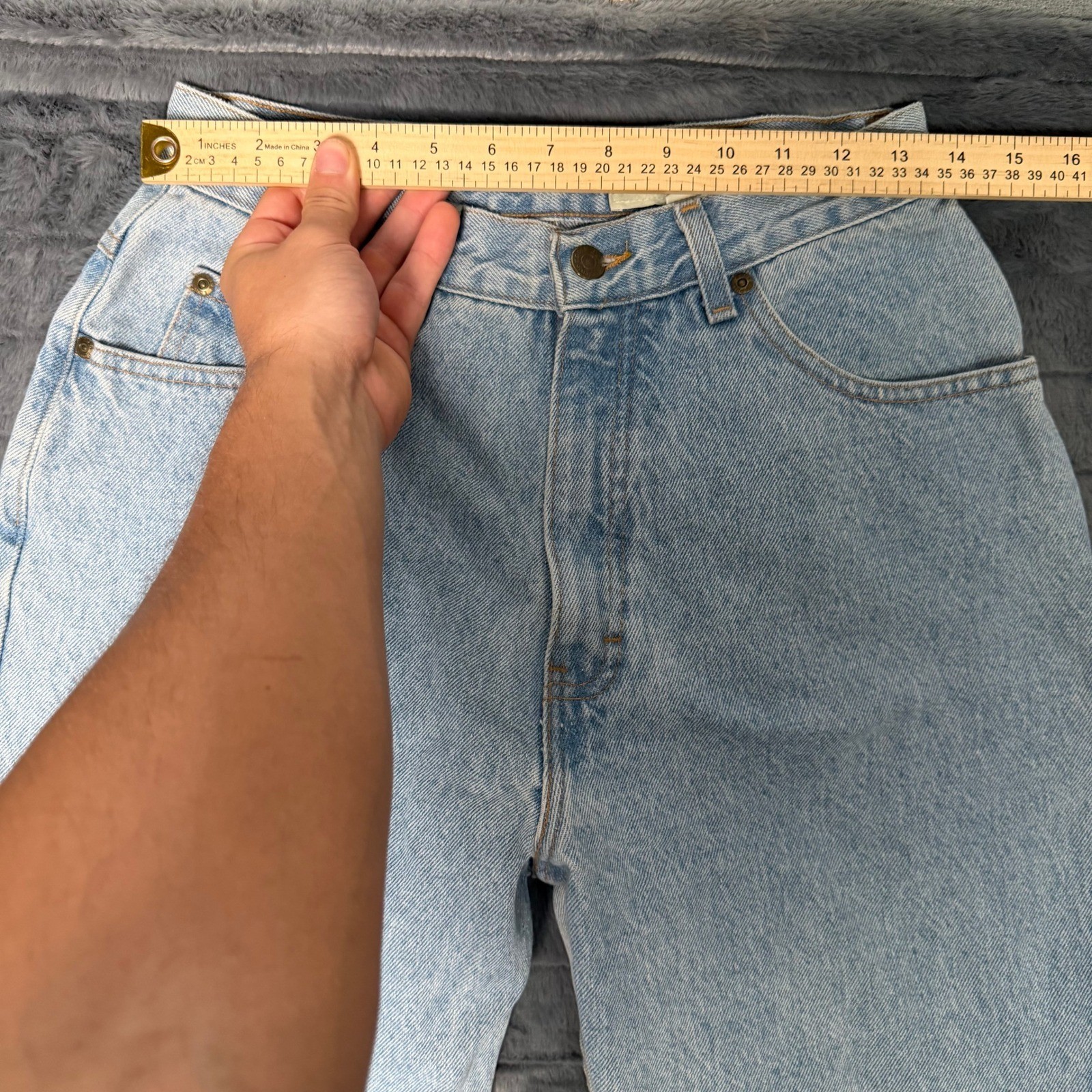 Vintage Eddie Bauer High Waisted Mom Jeans Light Wash Made in USA 90s Size 12