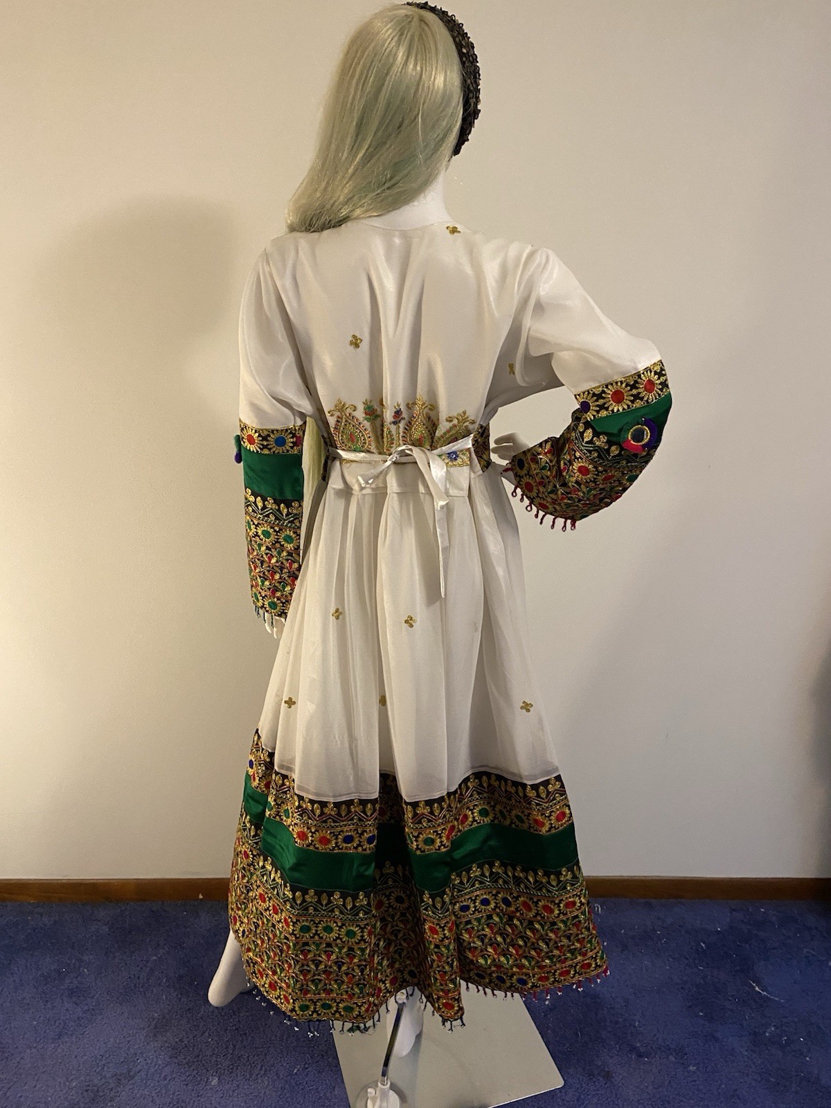 Spectacular Vintage Heavily Embroidered , Beaded And Mirrored Dress C1970’s