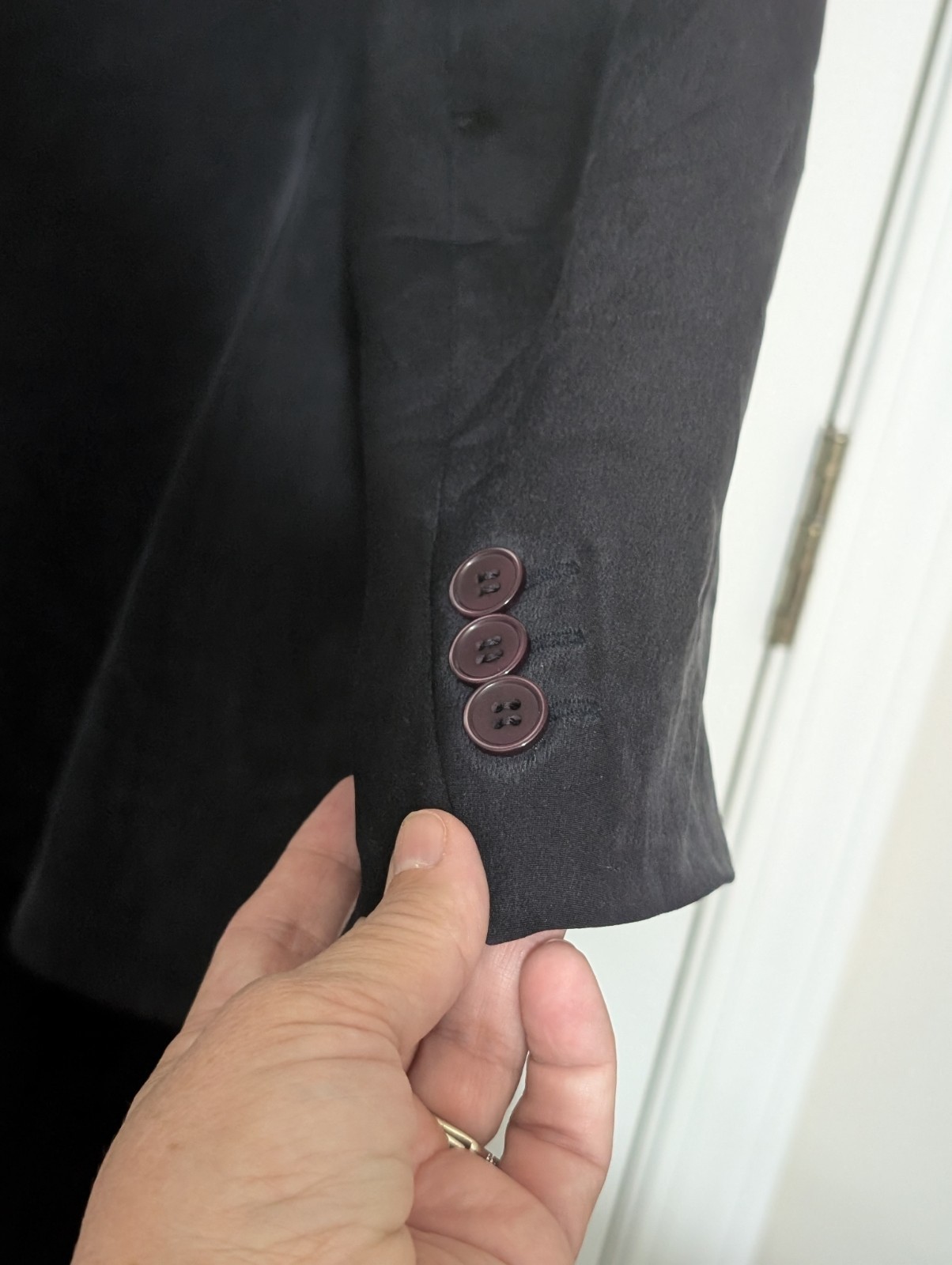 Patrick Collection Black Silk Sheath Dress And 4 Button Jacket Size 12 RN 84985