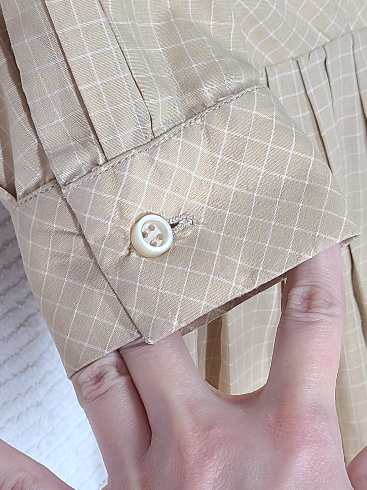 Vtg 50s Shirtwaist Dress Windowpane Cotton Print Worn Full Skirt w22 Country Set