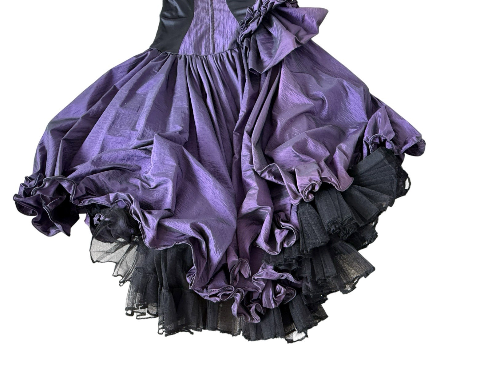 STUDIBAKER HAWK dress formal Purple Black Full Skirt Bustle gown 1980s Vintage 8