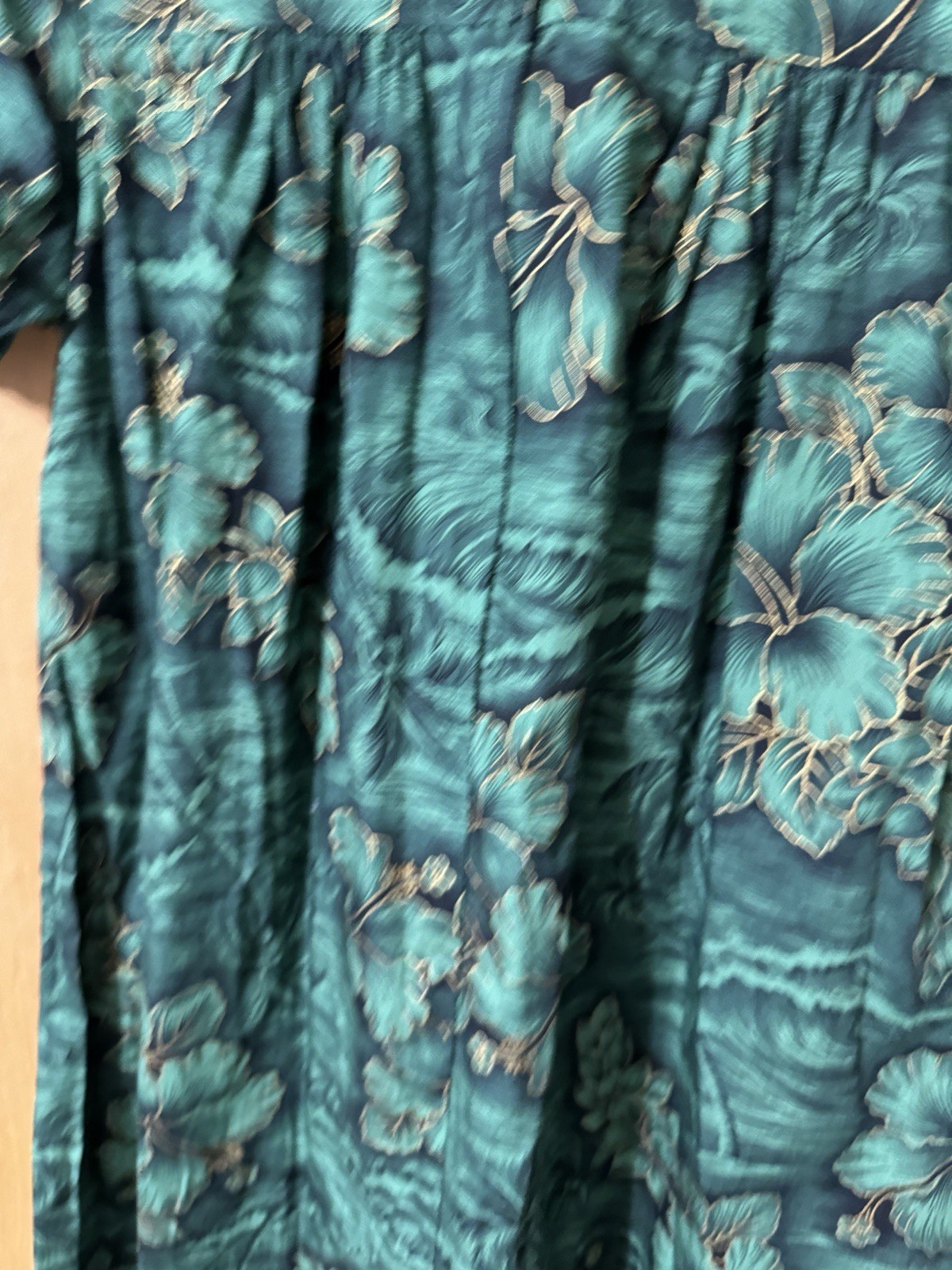vtg royal creations hawaiian Green Midi Dress 1 Pocket XS. Or Teens