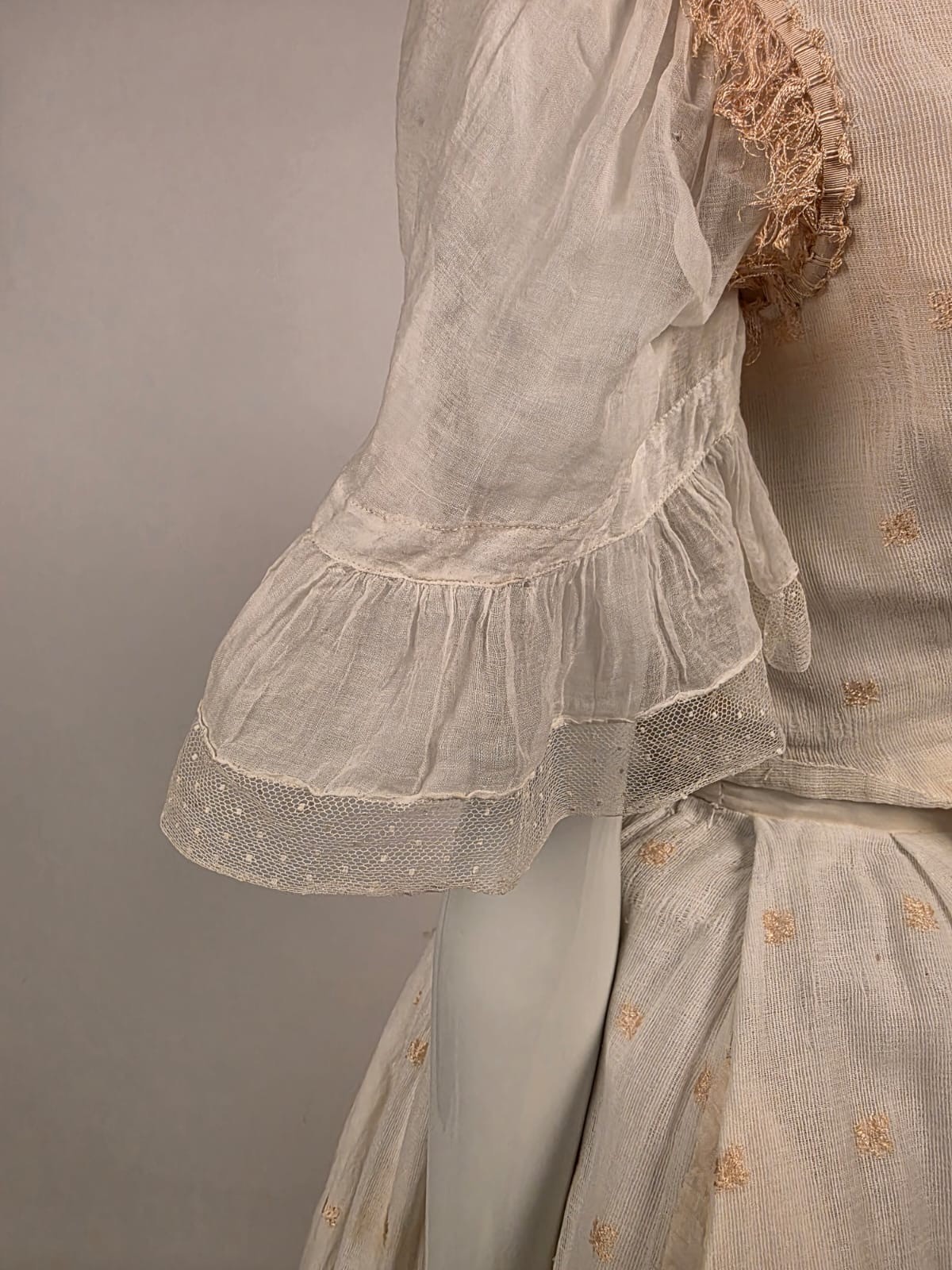 ROMANTIC CIVIL WAR 1860’S EMBR MUSLIN 2 PC DRESS FR ORIGINAL FLORIDA ESTATE