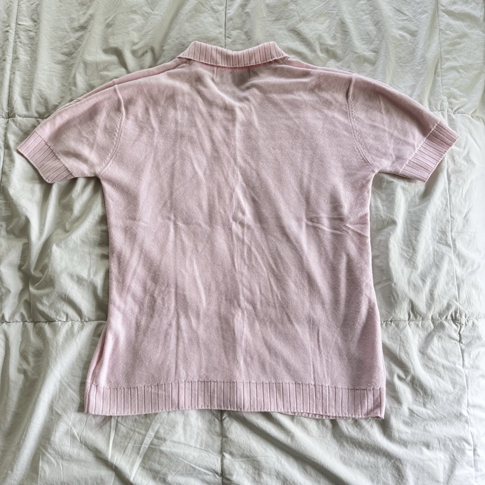 Ship N Shore Women’s Embroidered Knit-Pink-Sz M-VTG-Coastal Grandma-Lightweight