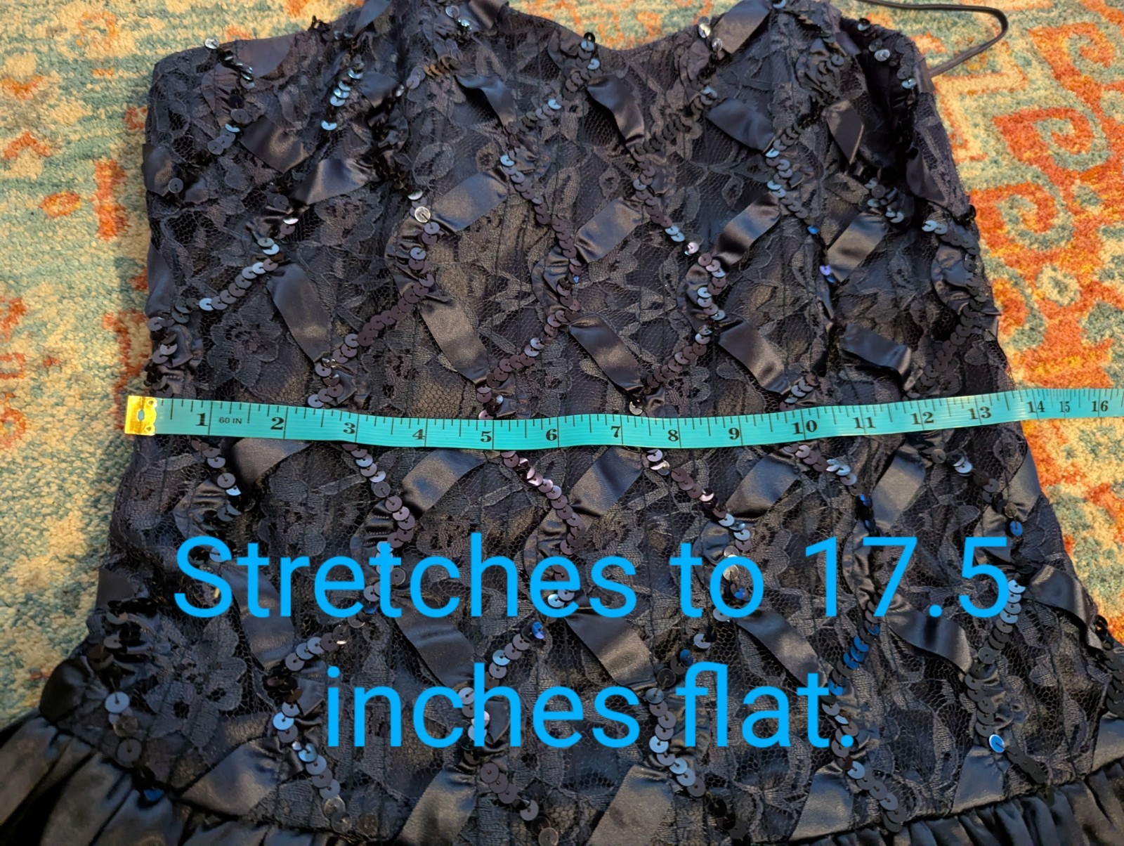 Vintage 80’s Size Small/Med Formal Sequin Lace Ribbon Bodice Bubble Skirt Dress