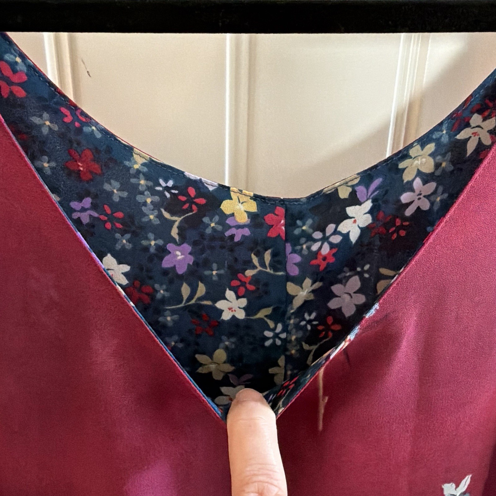 Women’s Vintage 90s Reversible Floral Maroon & Blue Midi Dress