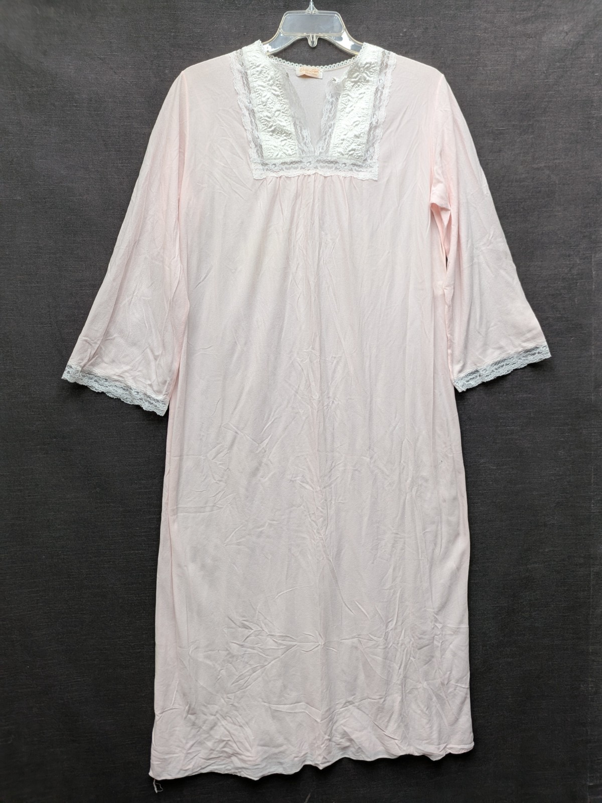 Vintage Erica Loren NY Pink Nightgown Soft Girl Lace Trim Romantic Granny Core L