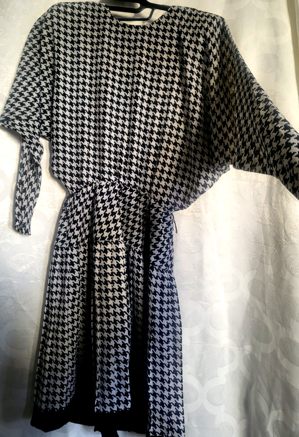 vtg exclusively gantos dress 4 black/white dolman houndstooth