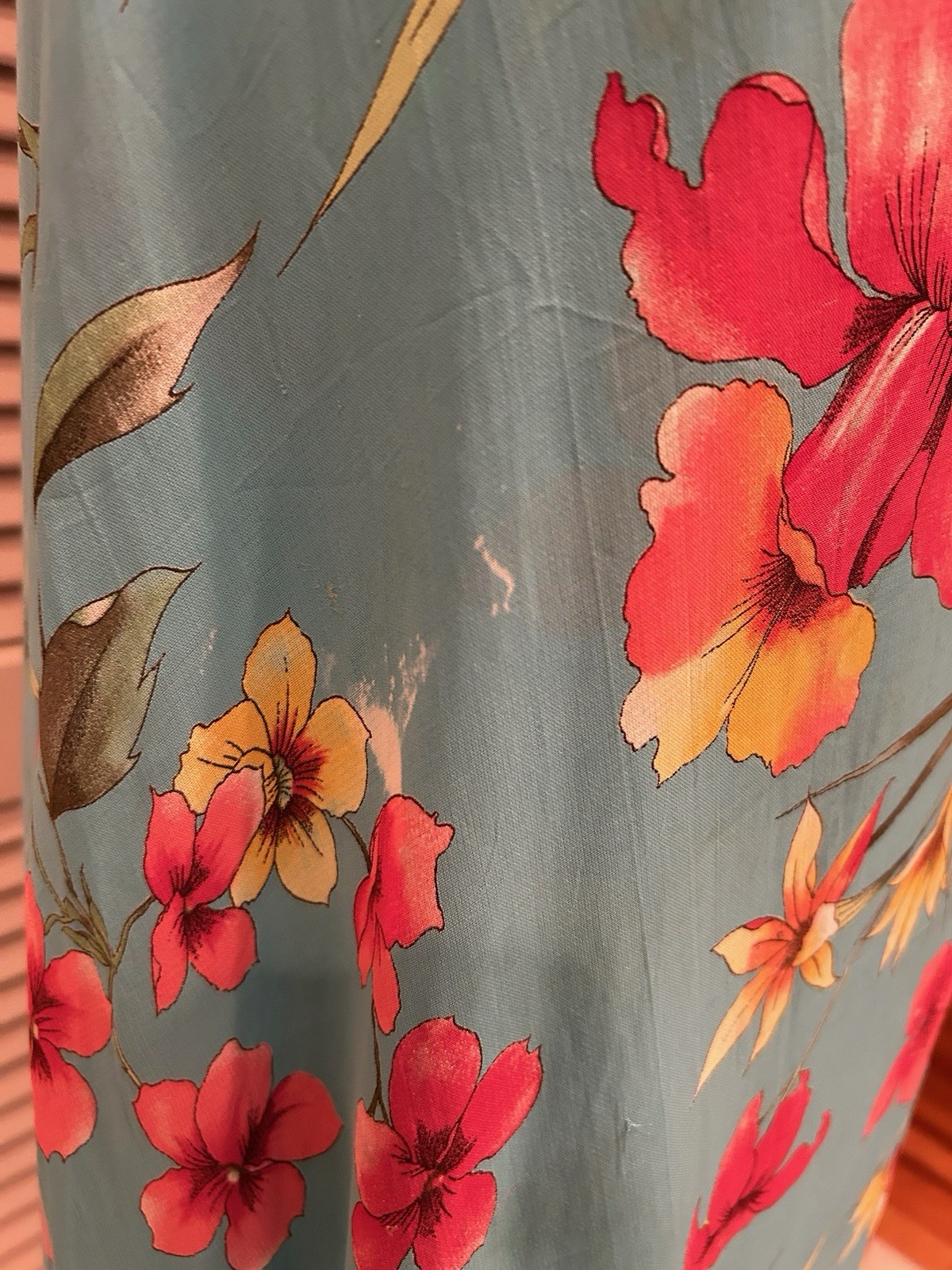 Talbots sz 8 Vintage Long Maxi Dress Aqua Blue Green Pink Floral Short Sleeves
