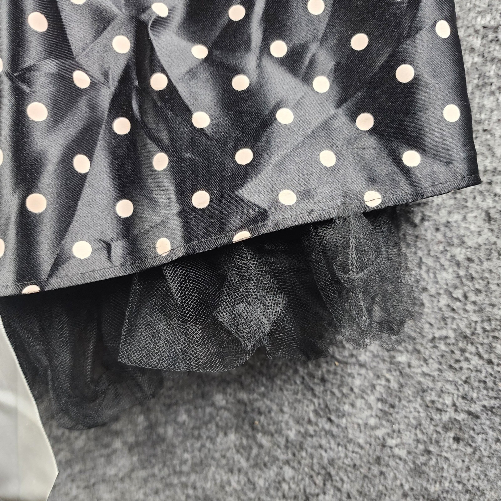 Jessica McClintock Gunne Sax Dress Women 7/8 Black Pink Polka Dot 80s Vintage