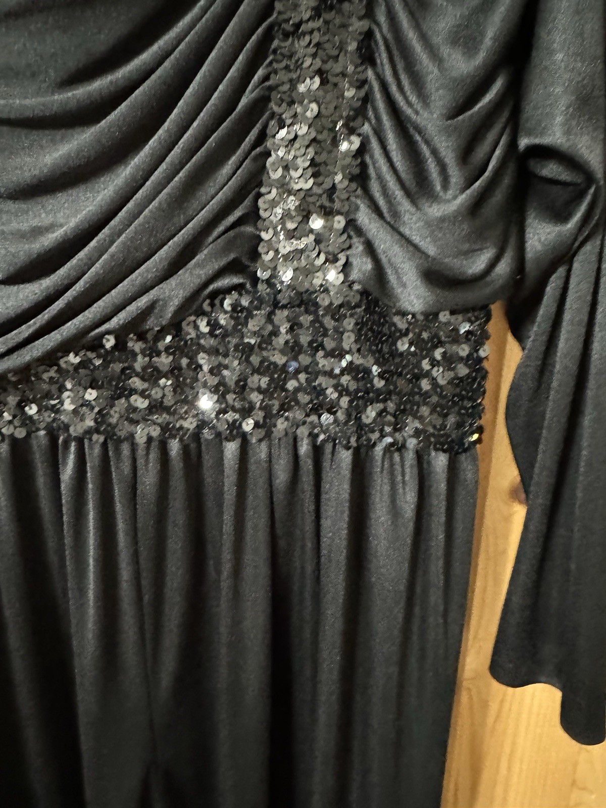 VTG 70s Claralura Original Black Sequin Disco Jumpsuit Women’s Size S/M NWOT
