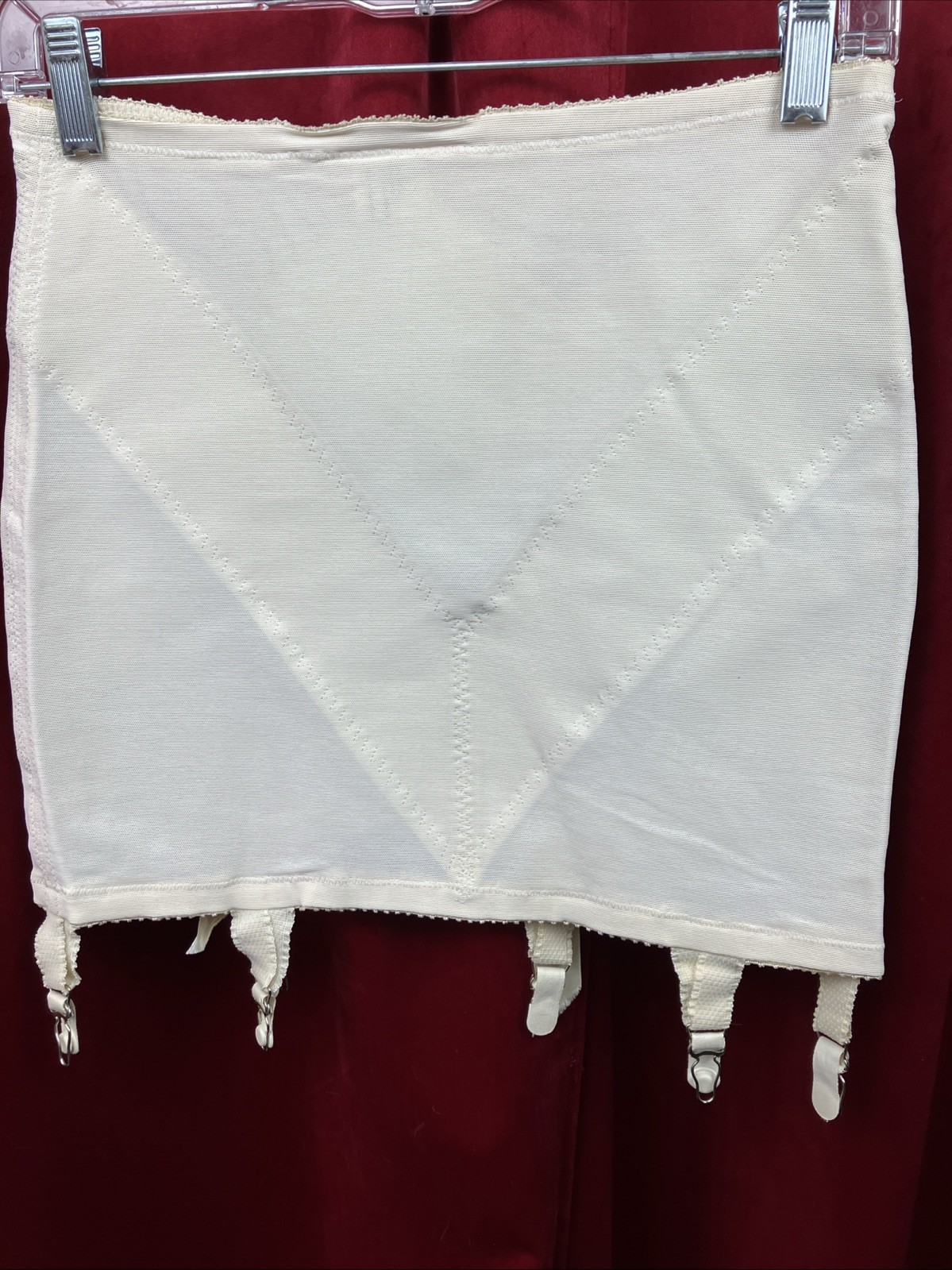 L Adonna mesh Open bottom girdle 1056 garter Sissy Pin Up White Vintage