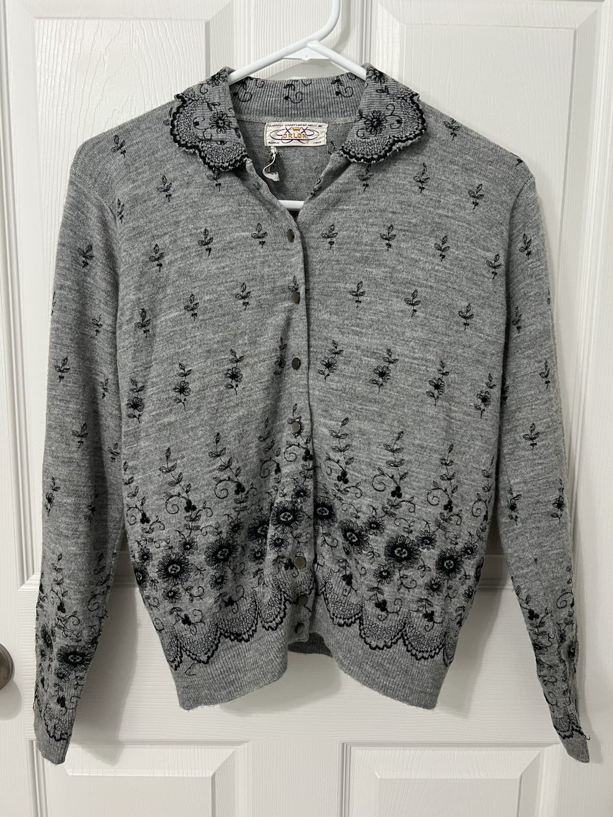 Vintage 1960s Lord & Taylor Embroidered Orlon Cardigan