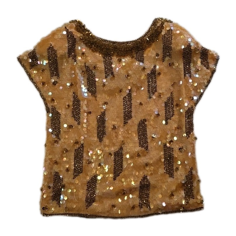 Vintage Peach & Copper Shomax Sequin Blouse – Size M