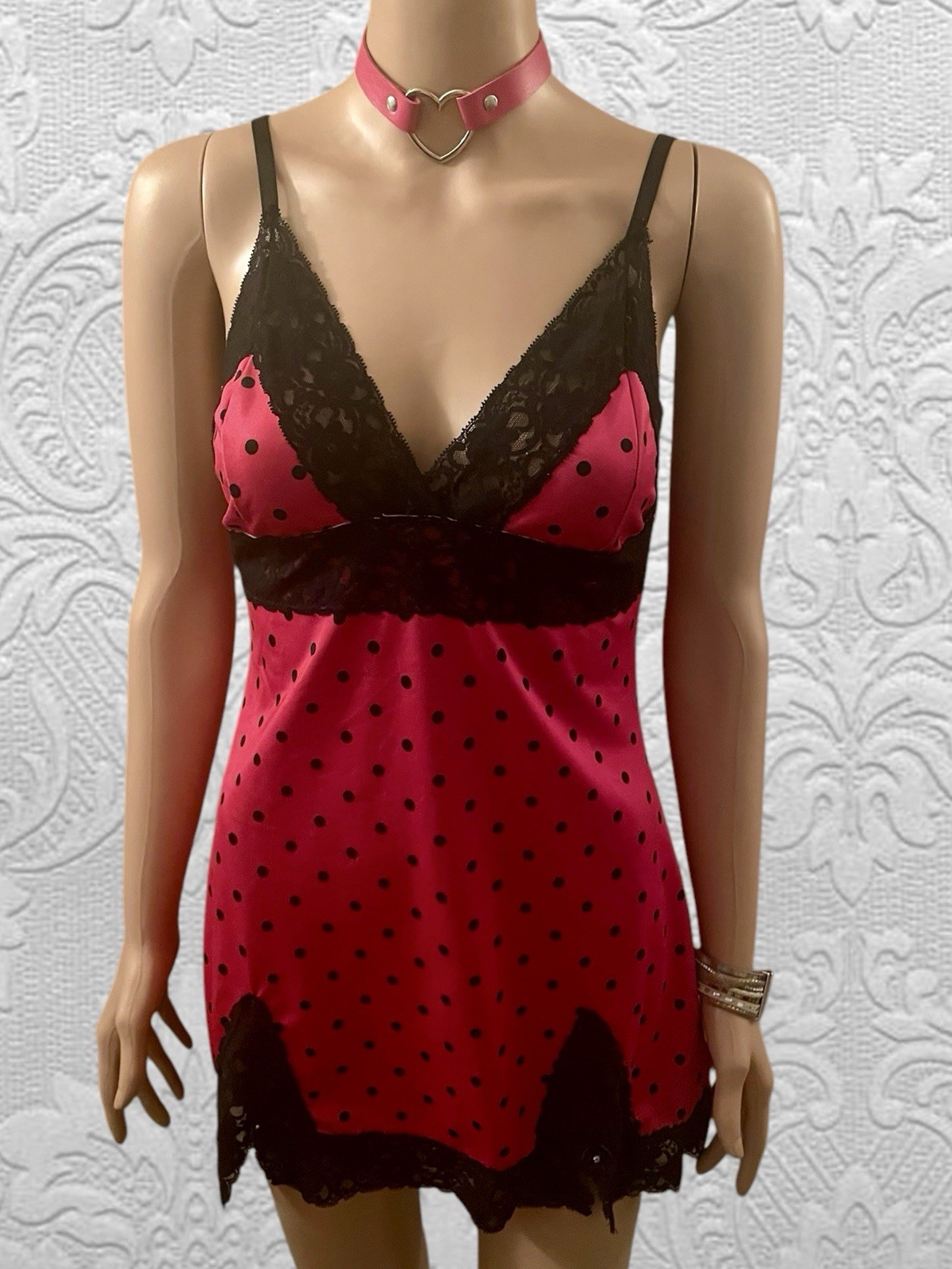 Vintage Lingerie Dress Hanky Panky 90s Designer Lingerie Black Lace Polka Dot S