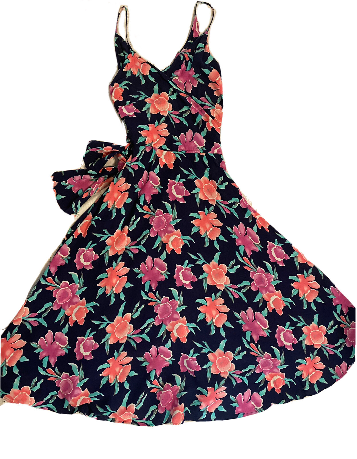 Brass Plum Wrap Dress Floral Dress Womens Sz M Cotton Nordstrom Vtg 90s