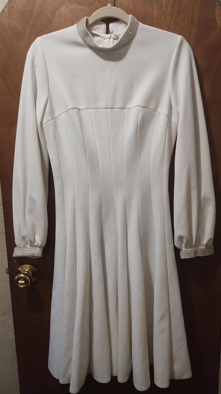 Chic L. 60s Alfred Werber Slinky Poly Cocktail Dress W/Rhinestone Details – S/M