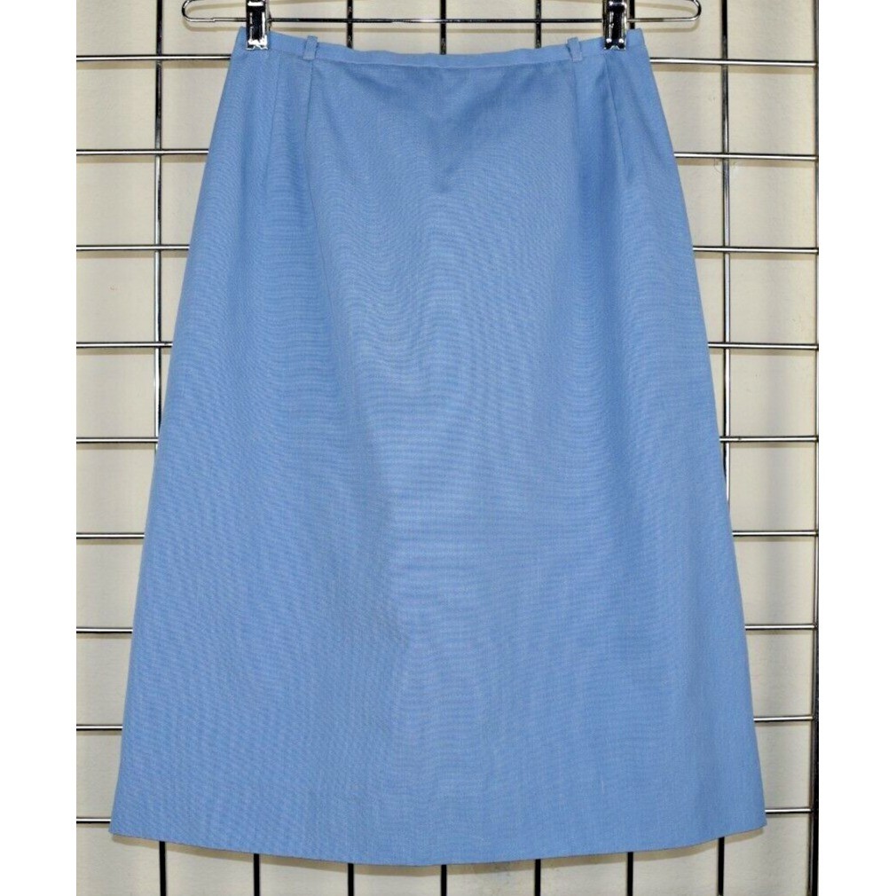 Vintage Lady Van Heusen Skirt Size S 60s Sky Blue Vanopress A Line Knee Length