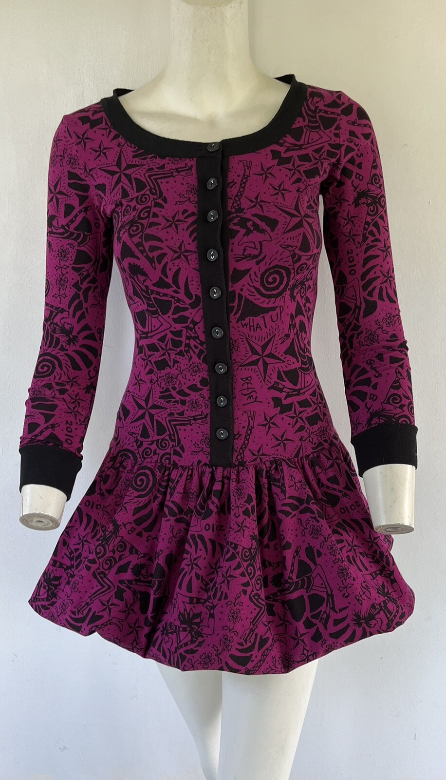 Betsey Johnson Vintage 2010 Runway Graffiti Bubble Dress