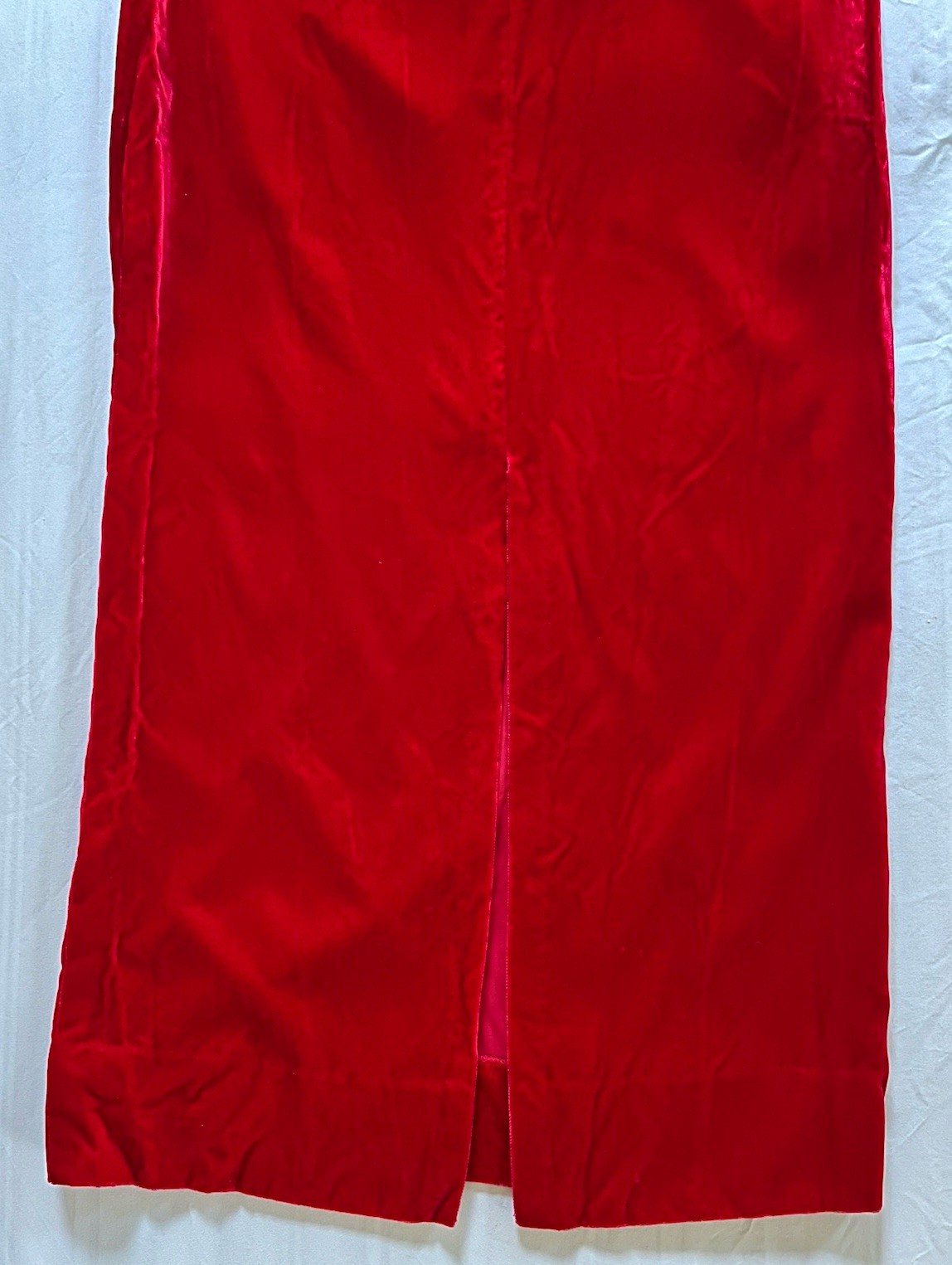 Vintage 90s ILGWU Jordan Fashions Red Velvet Gown, Puff Sleeve, Size 7/8