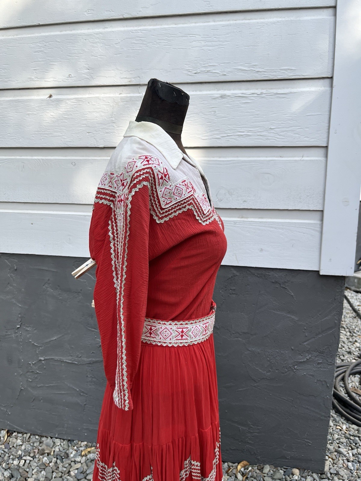 Vtg 40s/50s Silver Spur Patio Square Dance 3pc Set Western Fiesta Crinkle Cotton