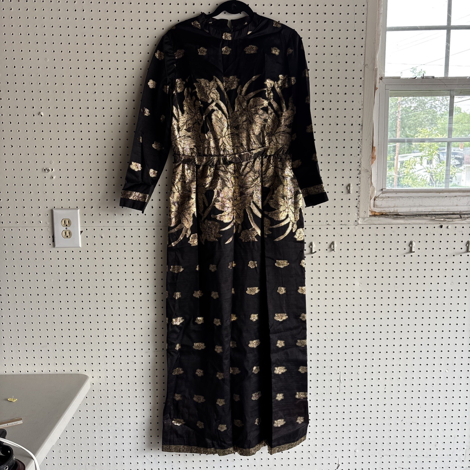 Hand Made Vintage Dress Brocade Black XL