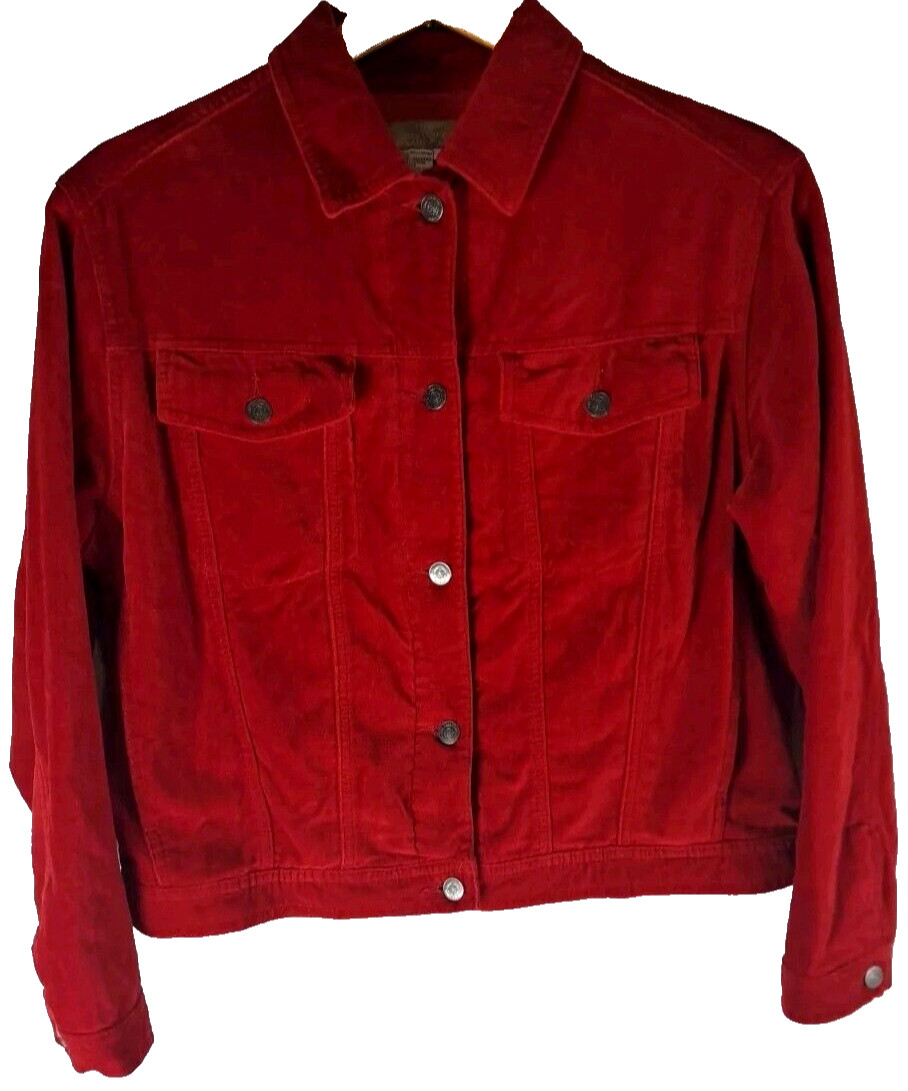 Velvet Jacket Red The Territory Ahead Vintage Womens Cropped Boxy 4 Pockets M