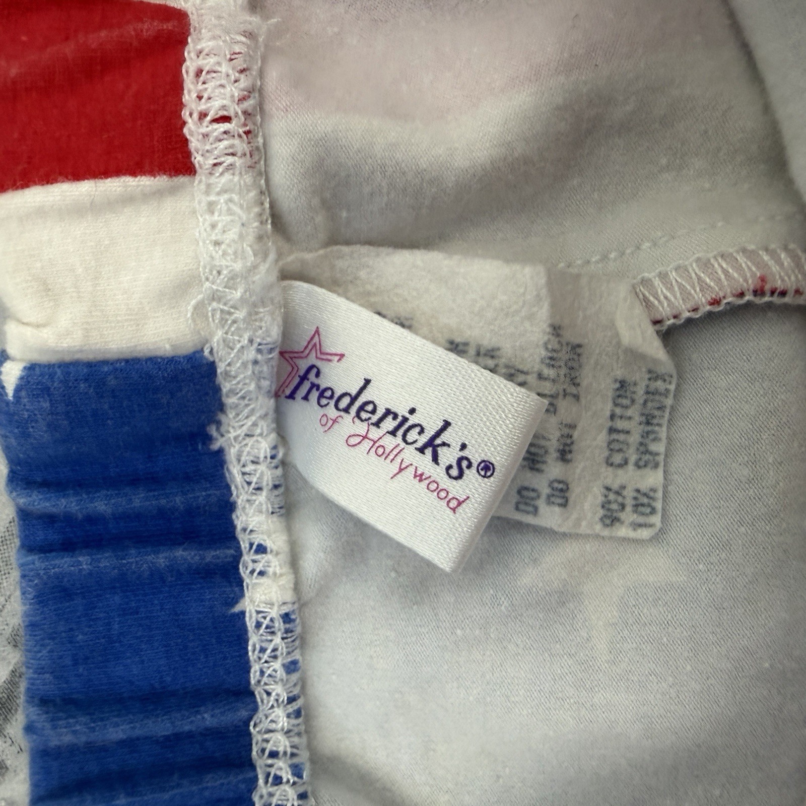 Vintage 90s Fredrick’s Of Hollywood USA Flag hot pants booty shorts sz S Stretch