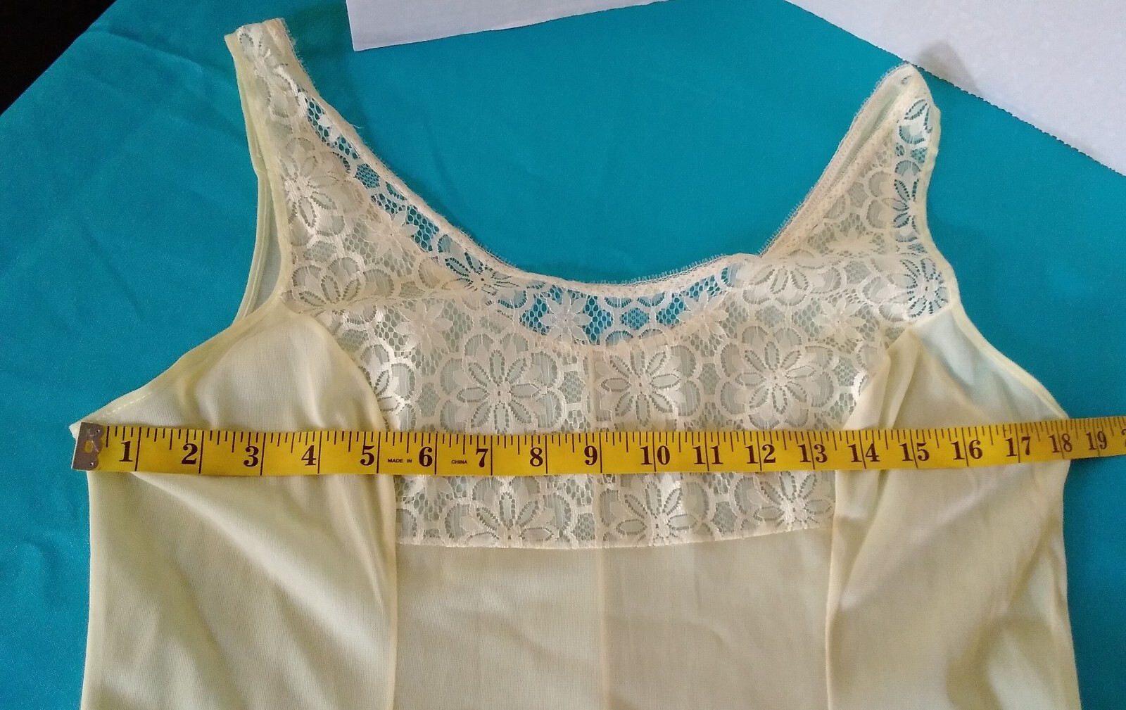 Vintage 60’s Full Slip Dress Chemise European Wide Strap Retro Yellow L