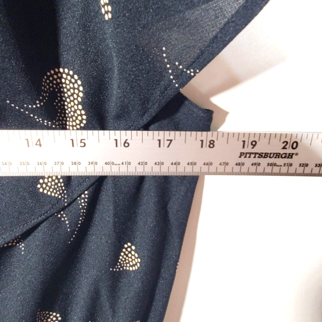 VTG 70s 80s Laurel Ridge Heart Print Surplice Wrap Retro Secretary Dress Sz M