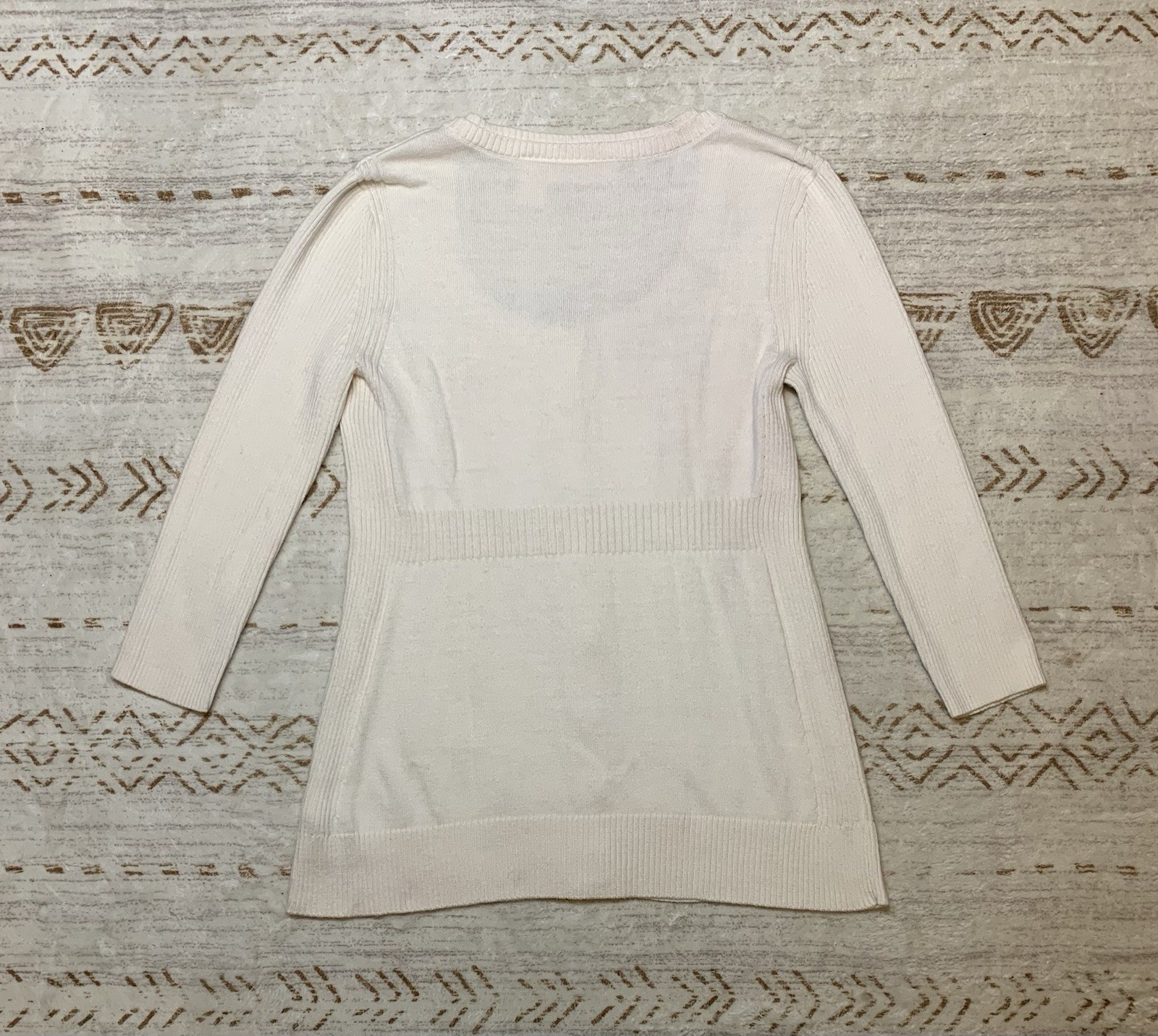 Vintage 2002 DKNY Jeans Y2K Cream Cable Knit Empire Waist Cardigan – Size Petite