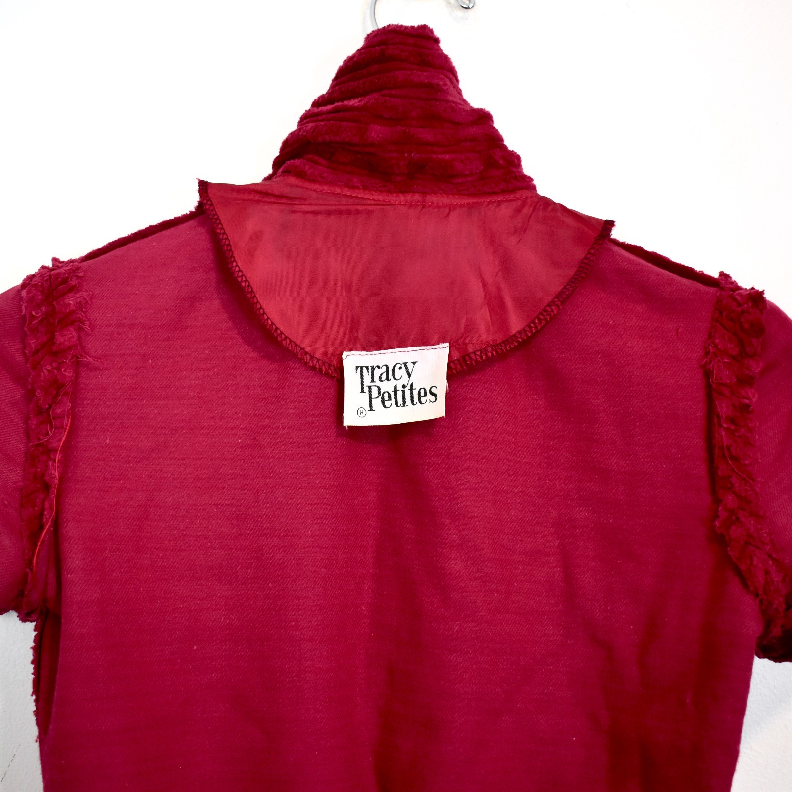 Mod 60s VTG. Corduroy Mini Dress XS-S SP Wide Whale Chunky Cranberry Red
