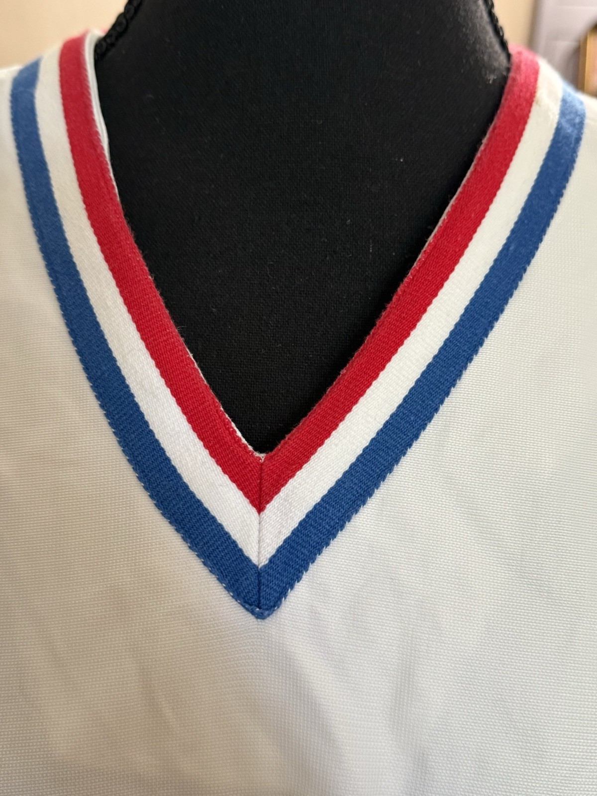 Vintage Betty Barclay Dress 1960’s White With Belt Red White & Blue Trim READ**