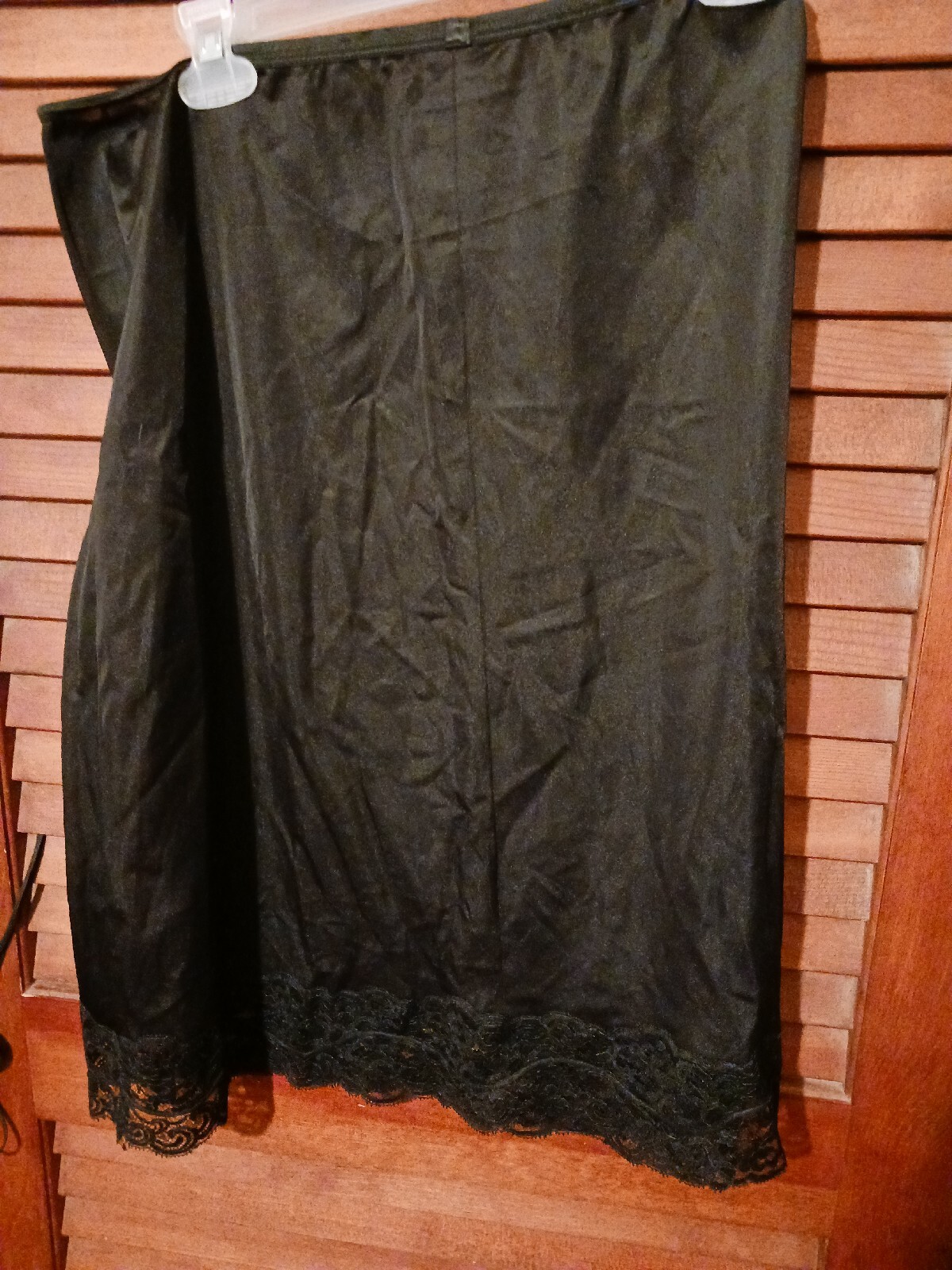 Vintage Black 1/2 Slip W/ Lace Trim Nylon Length 25″ Waist 30 To 38