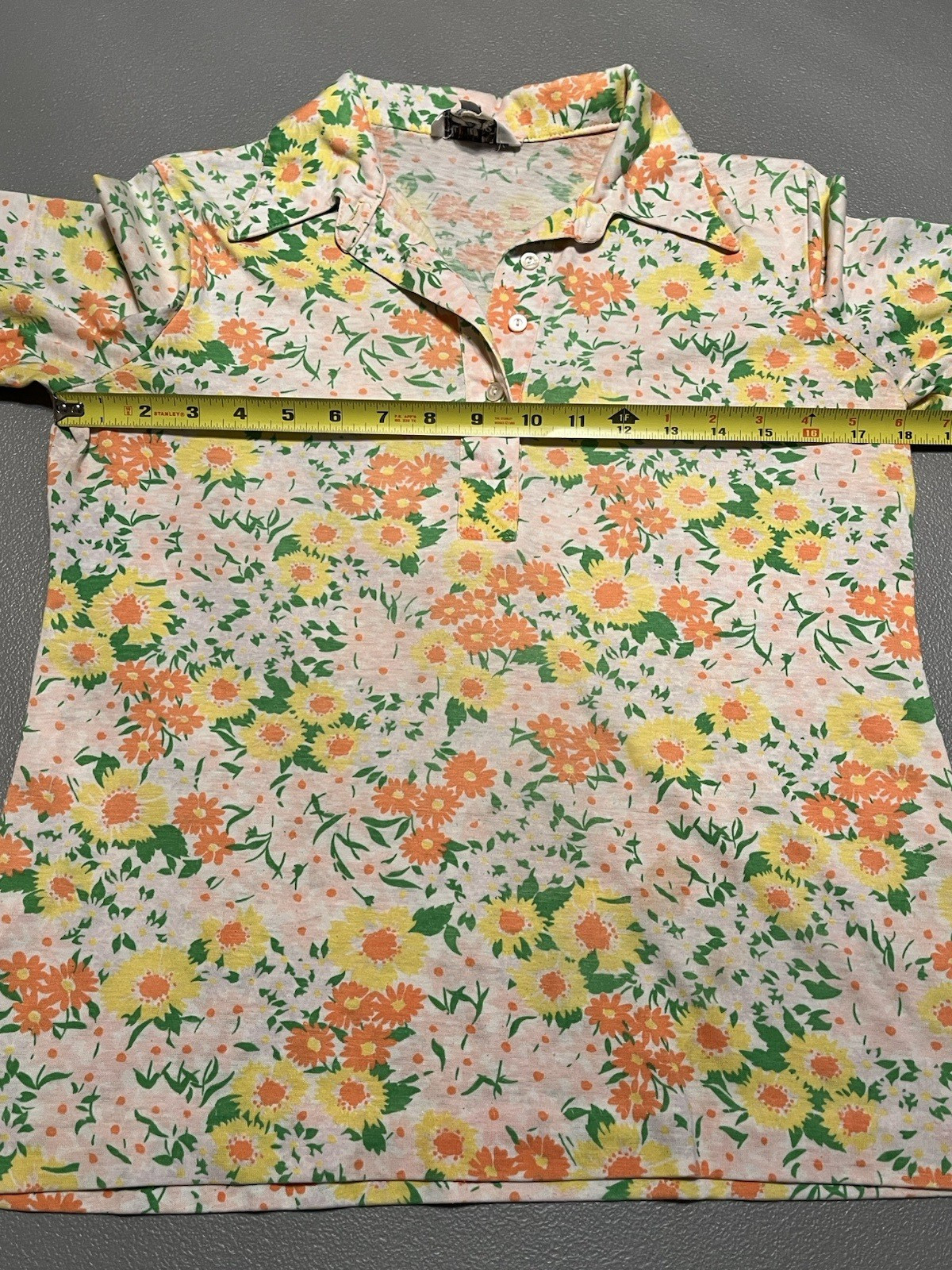 Vintage The Talbots Floral Short Sleeve Shirt 70s single stitch top Size 12 Med