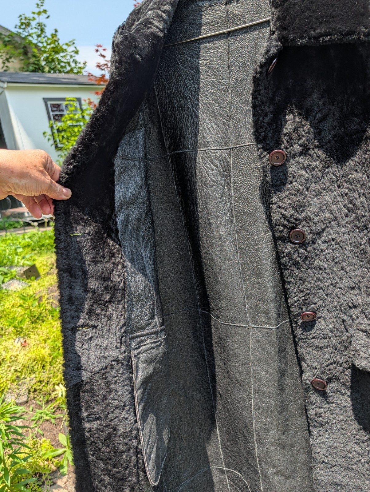 BLACK Sheepskin FULL LENGTH COAT LARGE Shearling