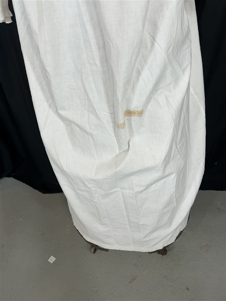 antique nightgown white Victorian lg bust 44 white cotton needs repair 1800