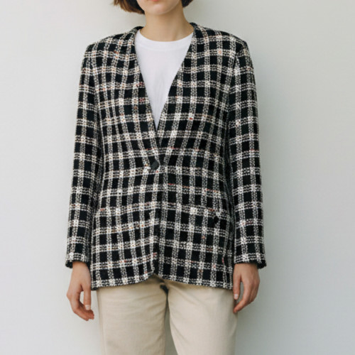 Wool Blend Tweed Jacket Womens 12 Boxy Relaxed Blazer Vintage 80s Jaeger