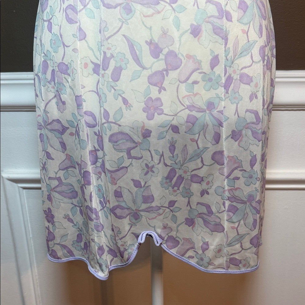 Vintage 90s Sheer Floral Slip Dress Pastel Coquette S