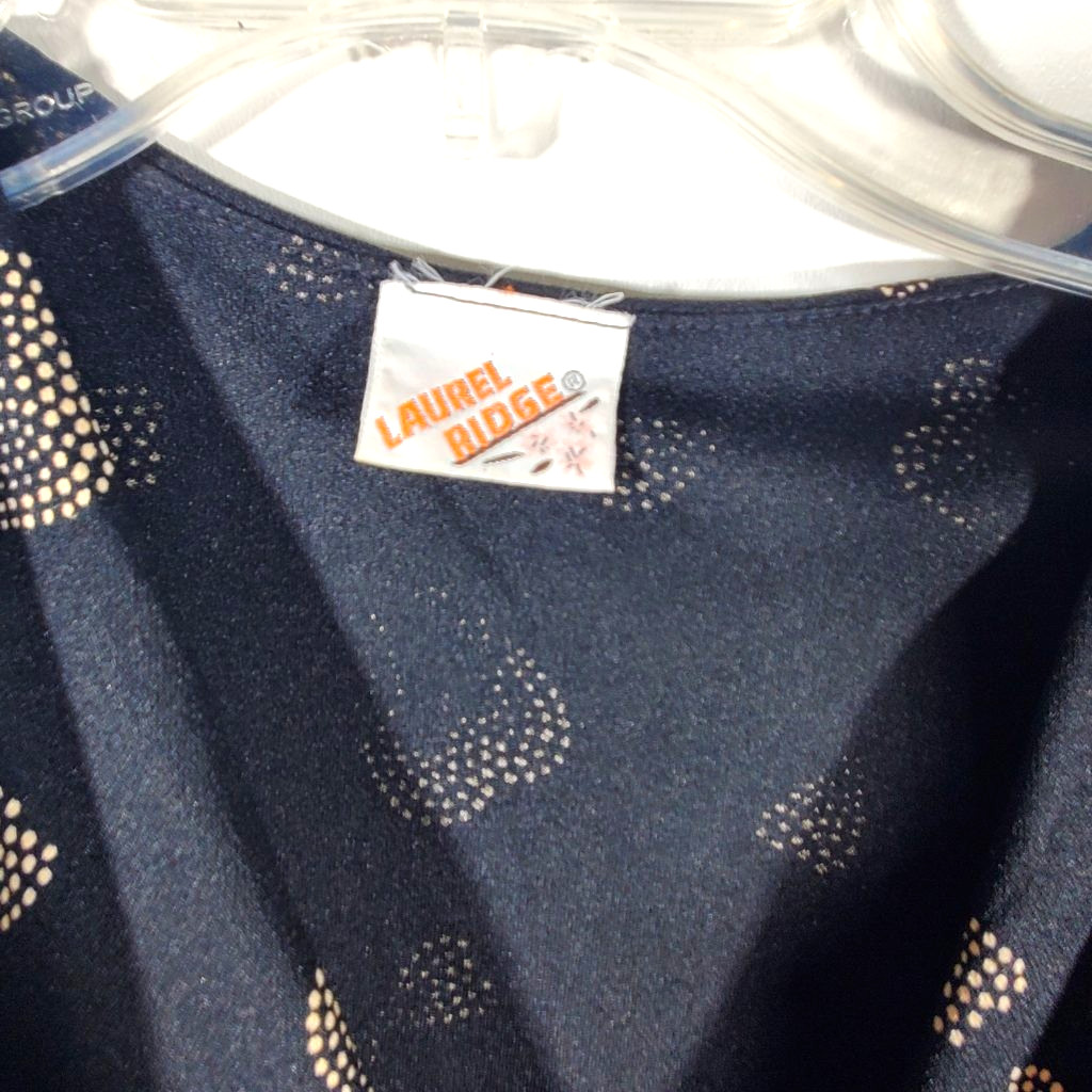 VTG 70s 80s Laurel Ridge Heart Print Surplice Wrap Retro Secretary Dress Sz M