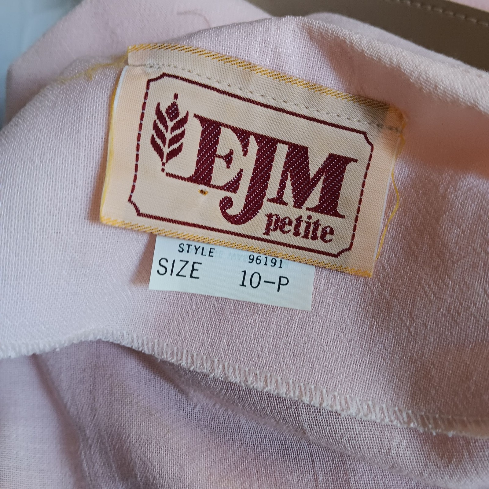 10-P Vintage Dress 1980’s EJM Petite Rose Pink Belted Secretary Made In Usa