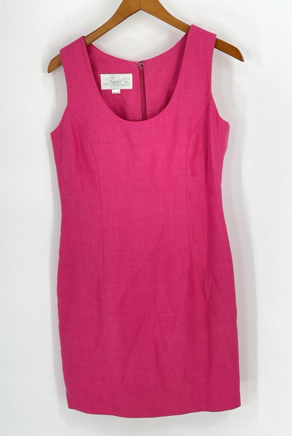 Vintage 90s Santa Fe by Jim Tremblay Size 10 Sheath Dress 100% Linen Made in USA