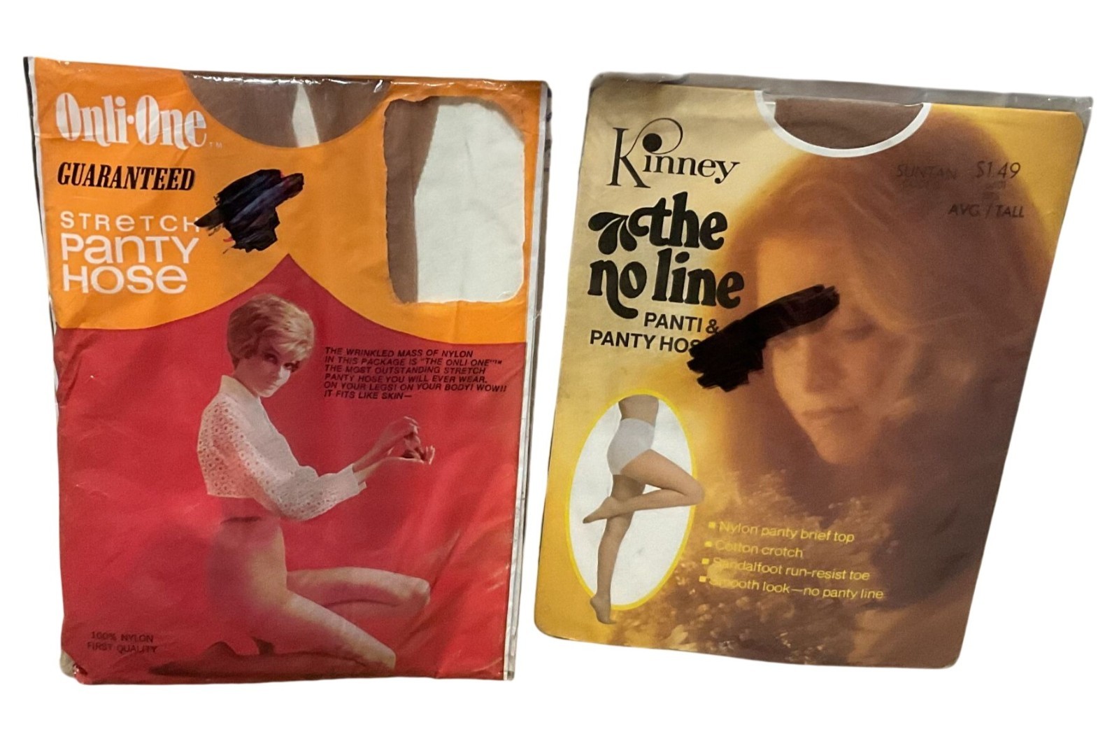 Vintage Kinney & Onli-One Pantyhose Lot Avg/Tall Stretch Nylon & Cotton Blend