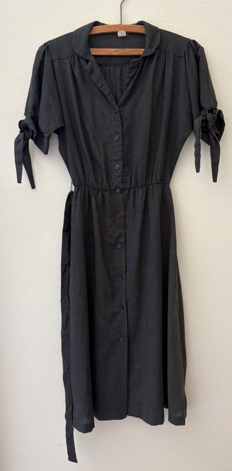 Vintage 70s Black A Line Dress Sheer Button Down Sz 2/4 S Gothic Western Prarie