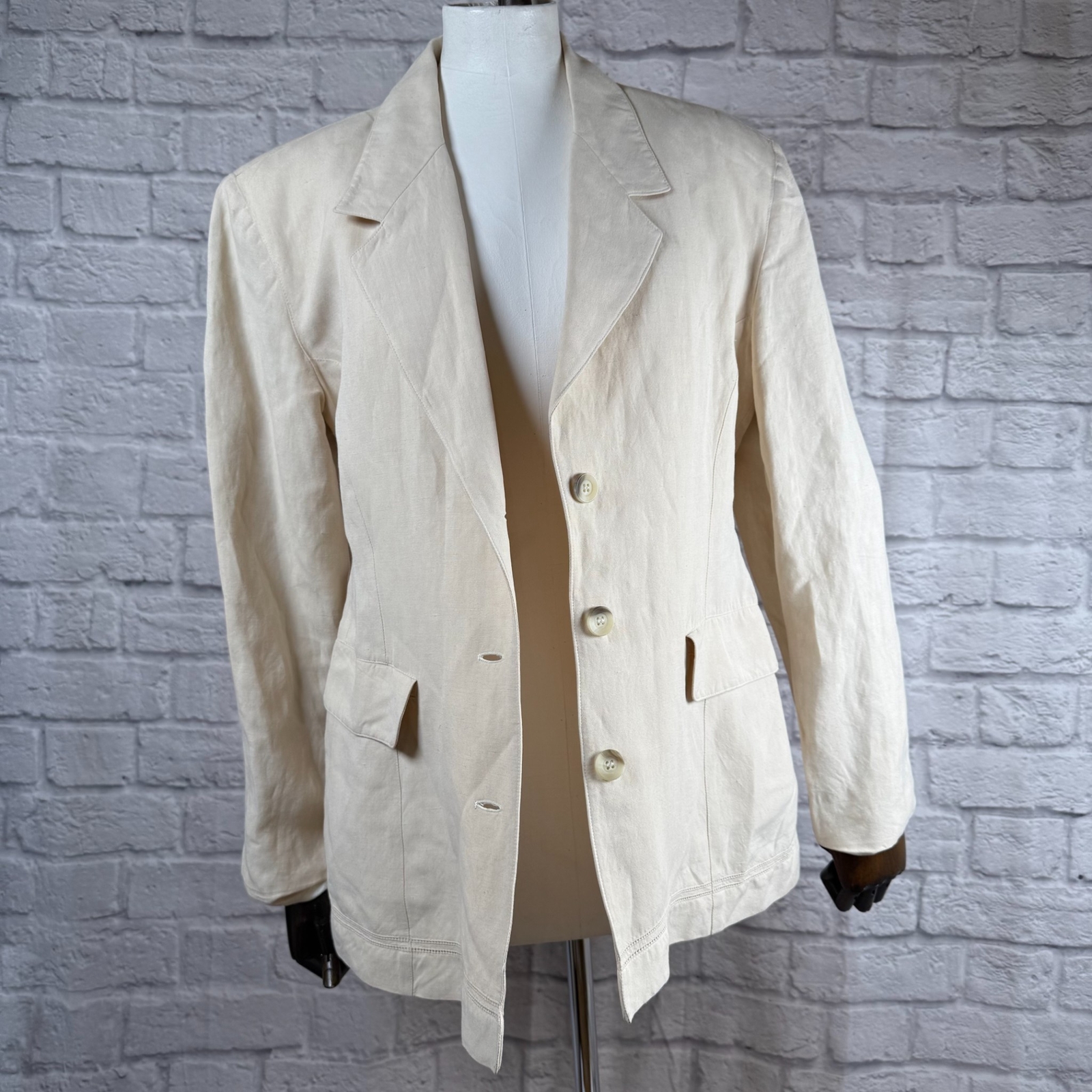 Vintage 80s Byblos Capriccio Linen Blazer Women’s Medium Suit Jacket Italy