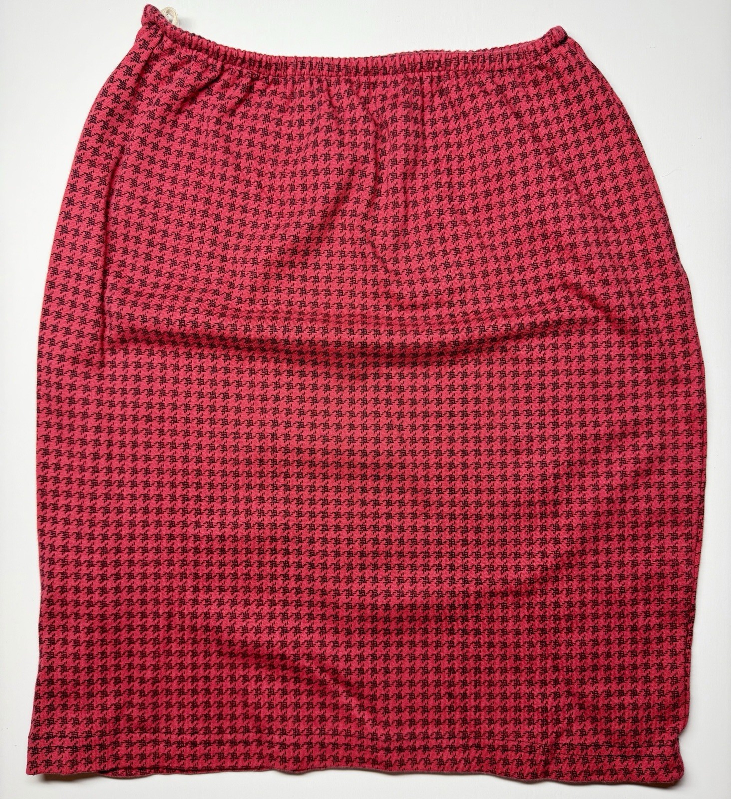 Vtg Yes Clothing Co Red Black Houndstooth Stretchy Pencil Skirt M 90s Academia