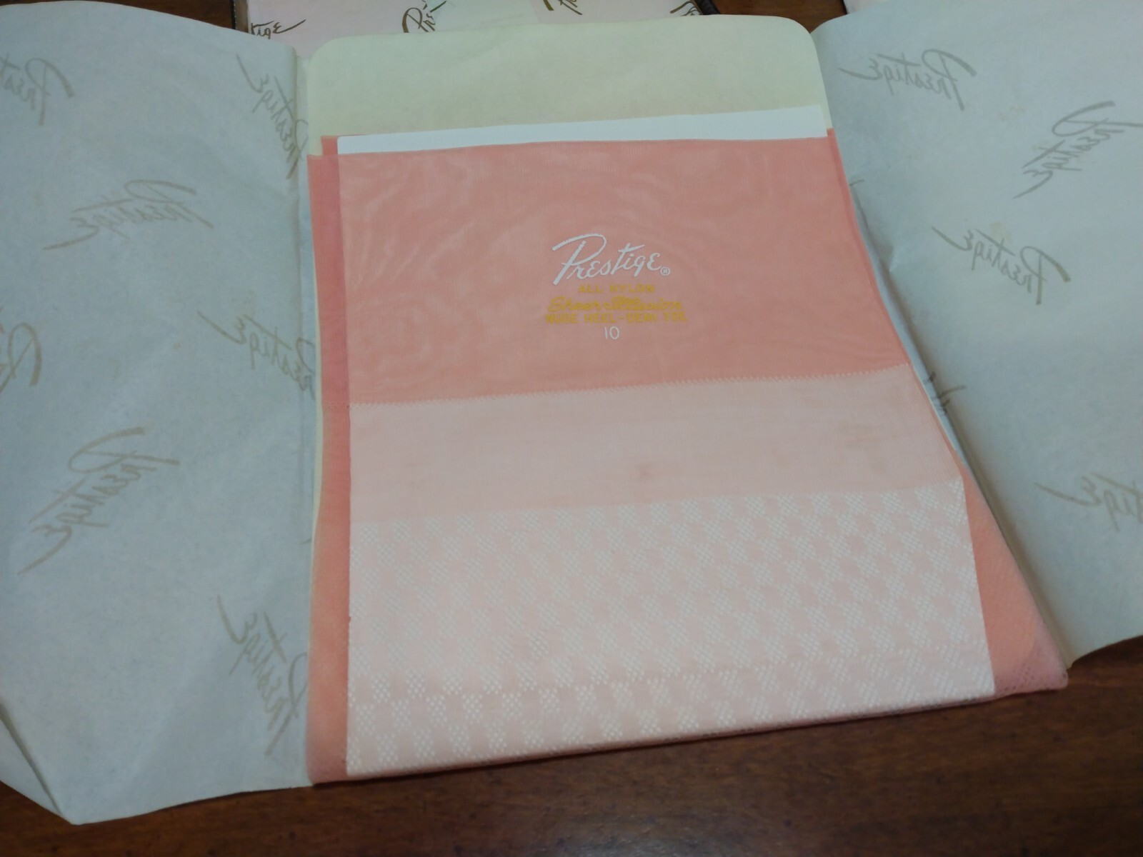 Vintage Prestige Thigh High Pantyhose Pink Illusion Sz 10 Stocking Lot of 5 Pair