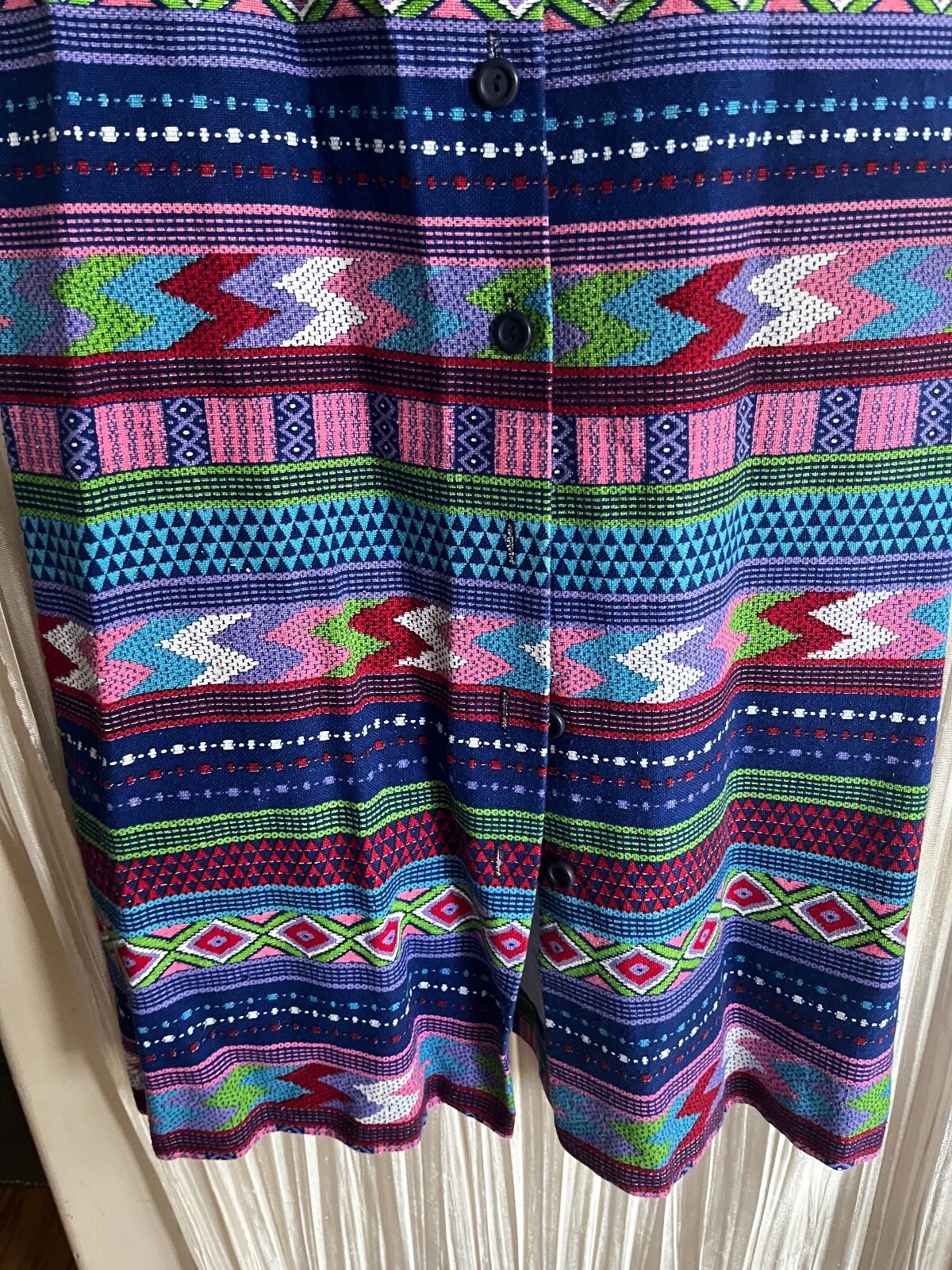 Vintage Prestige Boston maxi skirt Southwest pattern button front S/M unlined